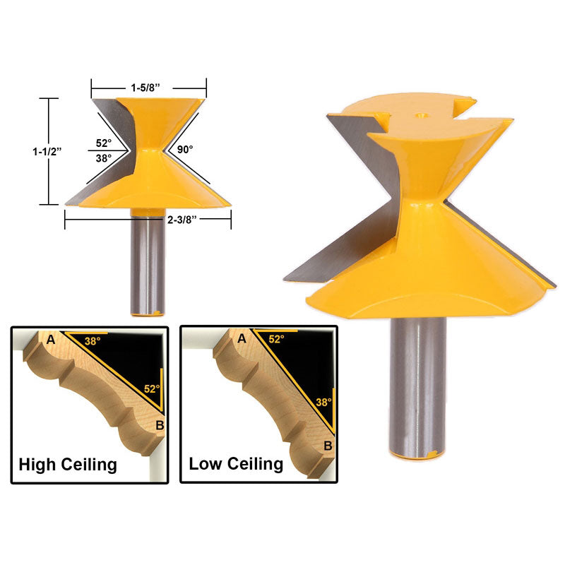 52 Degree X 38 Degree Crown Molding Miter 1/2