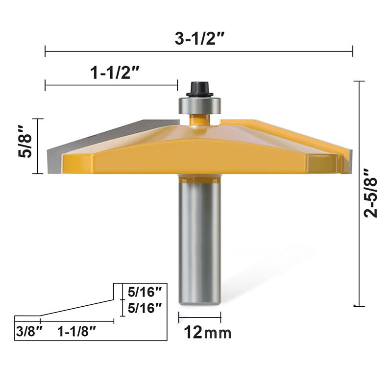Bevel Raised Panel Router for Shaker Style Cabinet Door Frame and Panel Design, Use with Rail and Stile Moulding Bit