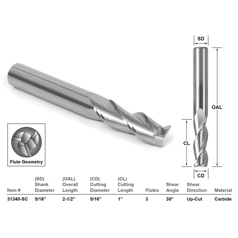 Up Cut 3 Flute 5/16