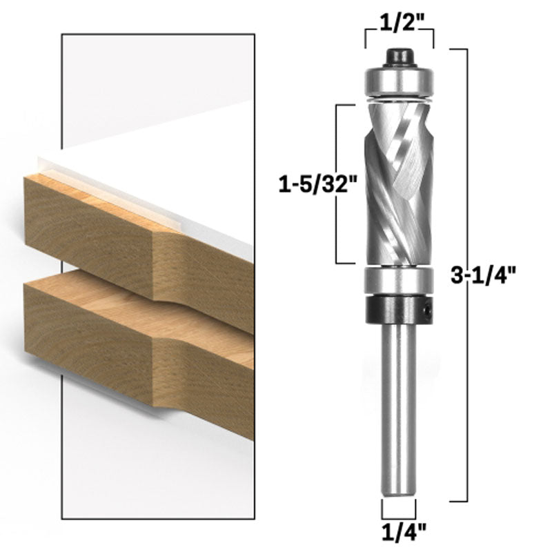 Top Bearing Downcut Ultra Performance Compression Flush Trim 1/4