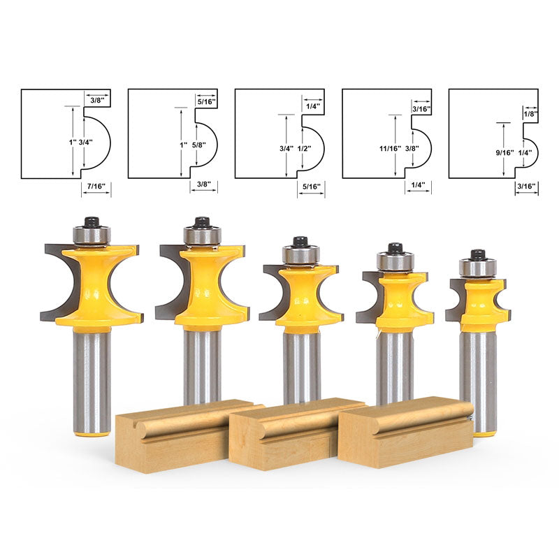 5 Bit Bullnose Beading Router Bit 1/2