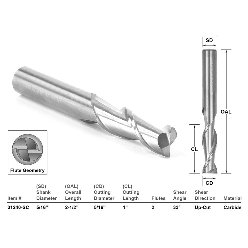 Up Cut Solid Carbide 5/16