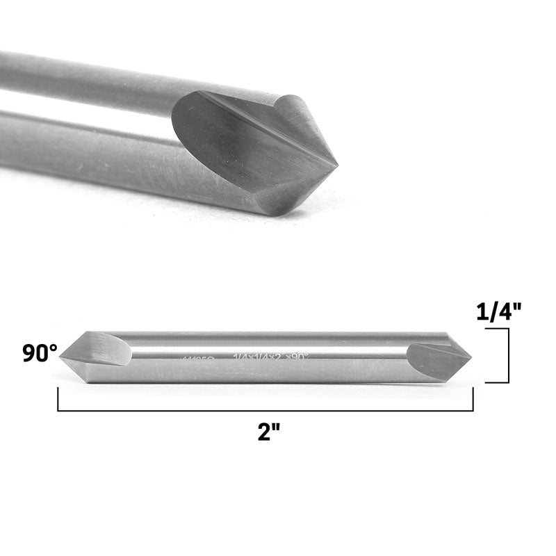 90 Degree Double Ended V Groove Solid Carbide 1/4