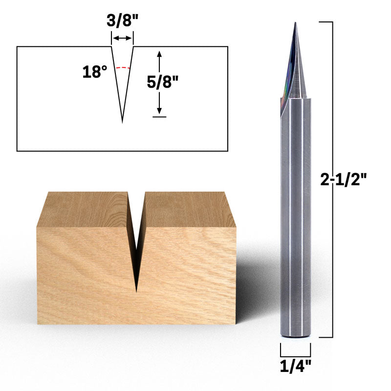 10° Zero Point V Groove Engraving Solid Carbide 1/4