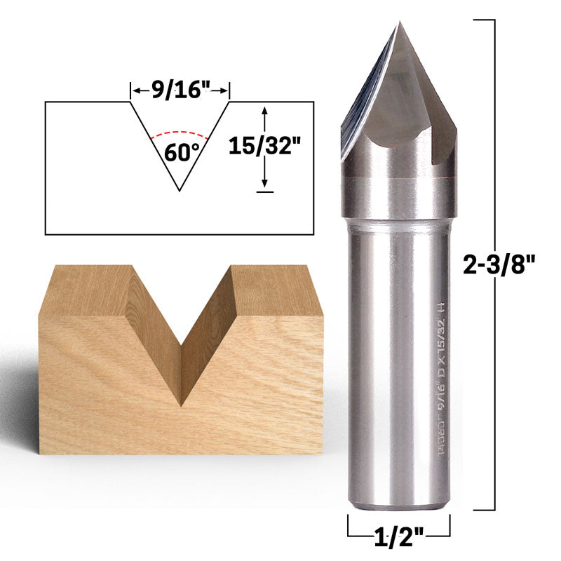 60 Degree V Groove Solid Carbide 1/2