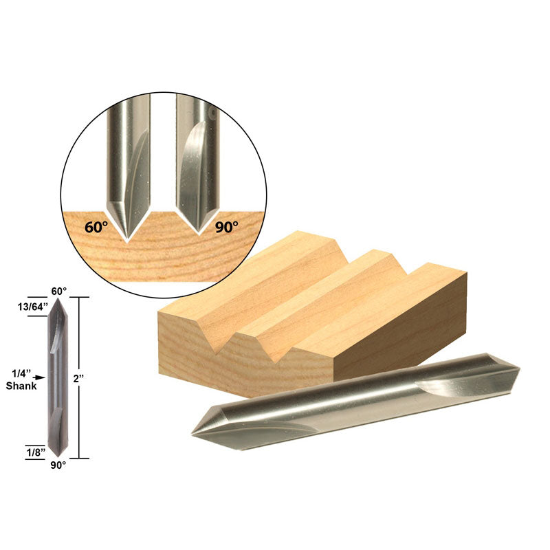 60 & 90 Degree V Groove Solid Carbide 1/4