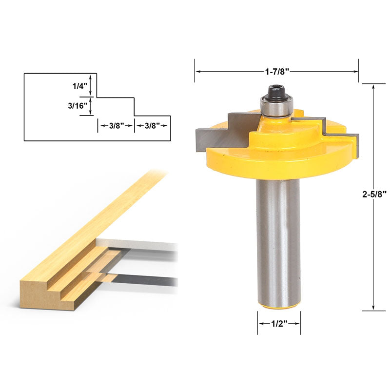 Picture Frame Router Bit Stepped Rabbet for 3/16